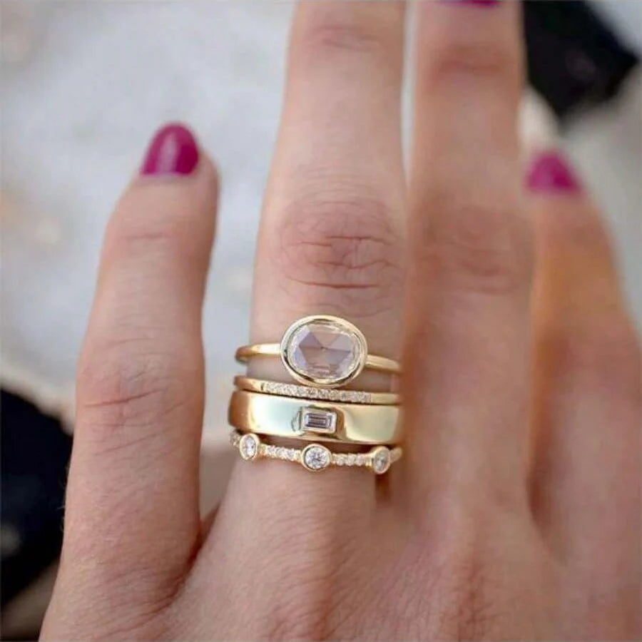 Vintage Gold and Zircon Ring Set