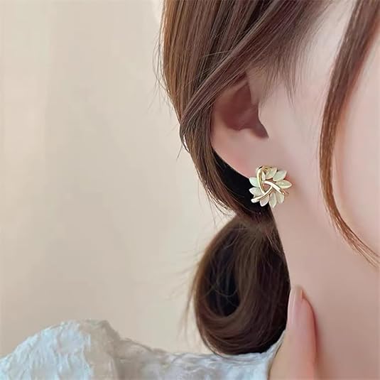 Elegant and Stunning Opal Petal Circle Stud Earrings