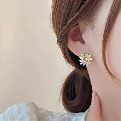 Elegant and Stunning Opal Petal Circle Stud Earrings