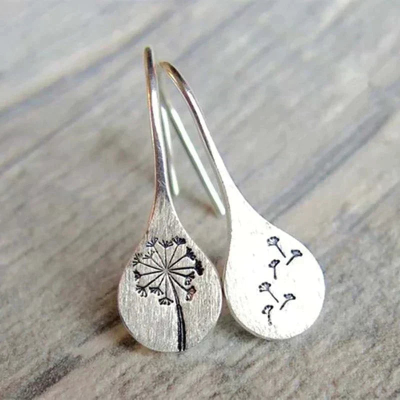 Silver 925 Dandelion Leaf Earrings