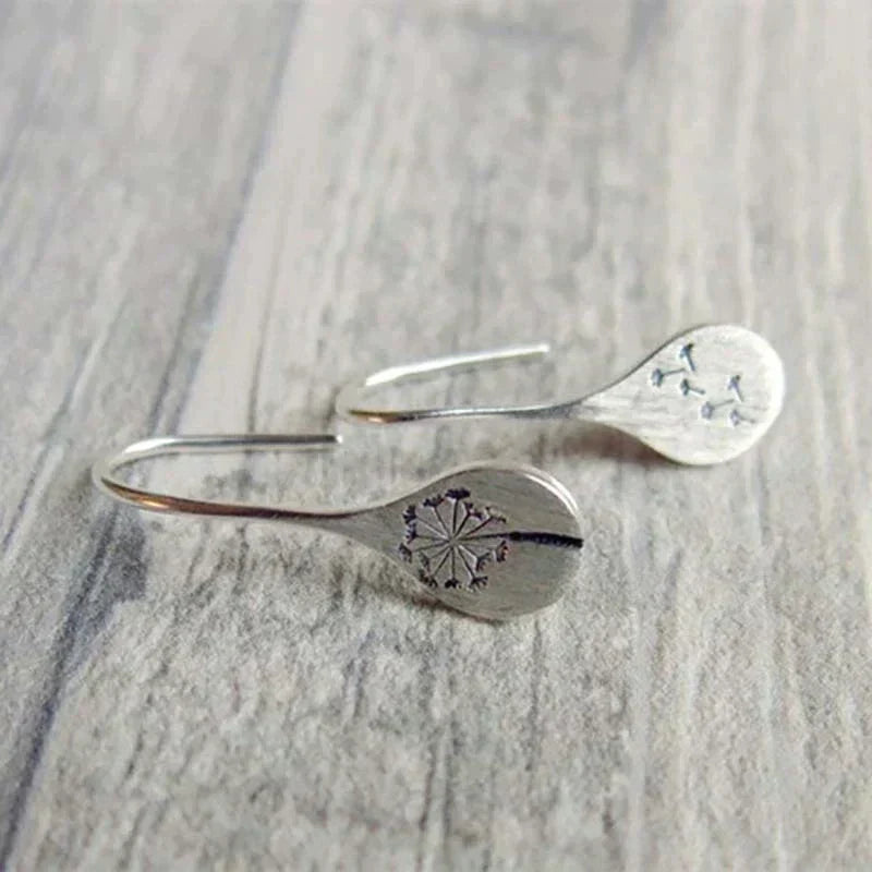 Silver 925 Dandelion Leaf Earrings
