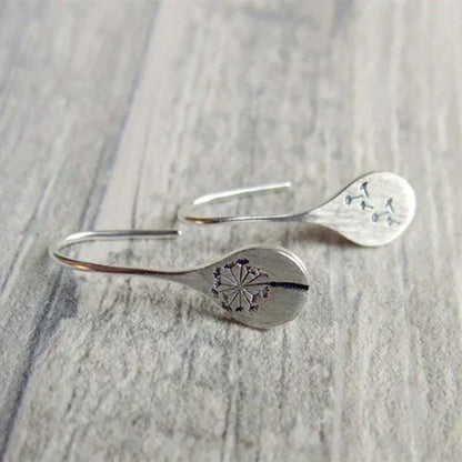 Silver 925 Dandelion Leaf Earrings