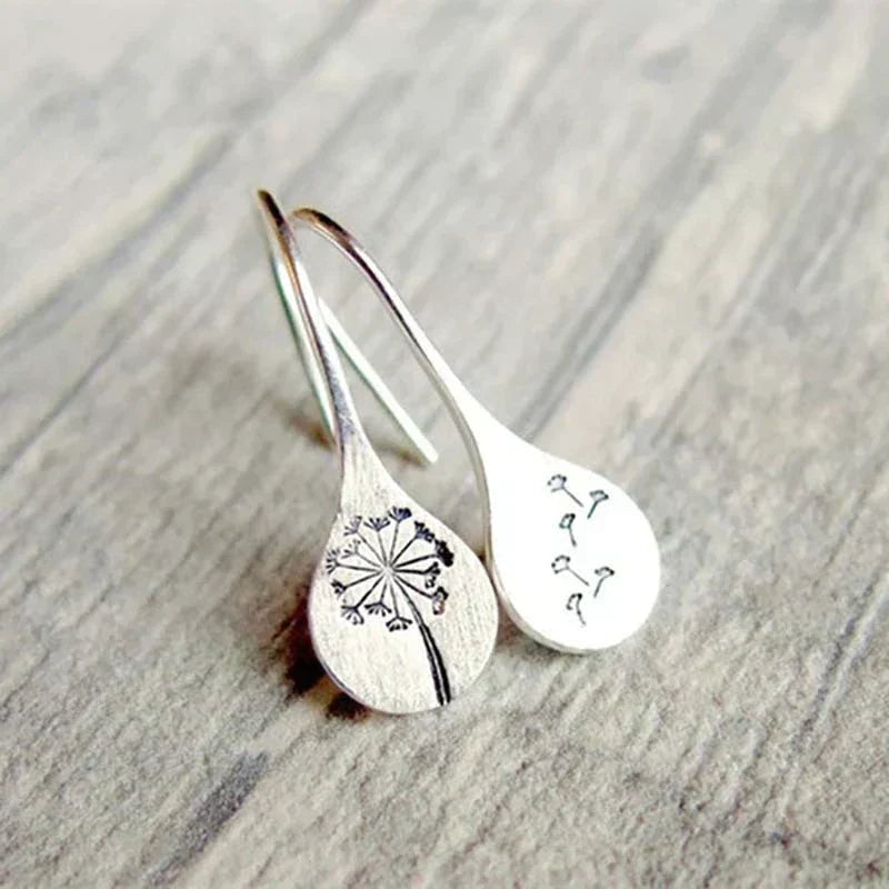 Silver 925 Dandelion Leaf Earrings
