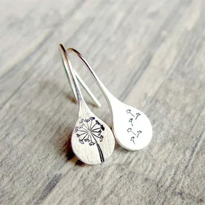 Silver 925 Dandelion Leaf Earrings