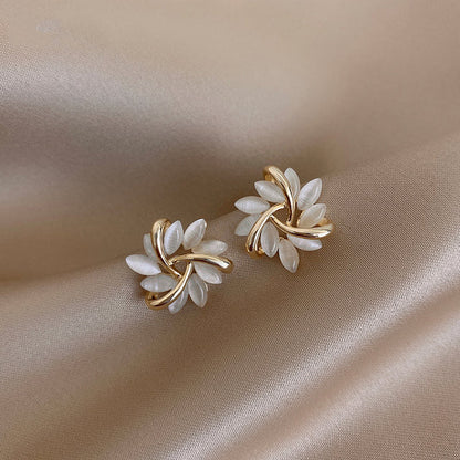 Elegant and Stunning Opal Petal Circle Stud Earrings