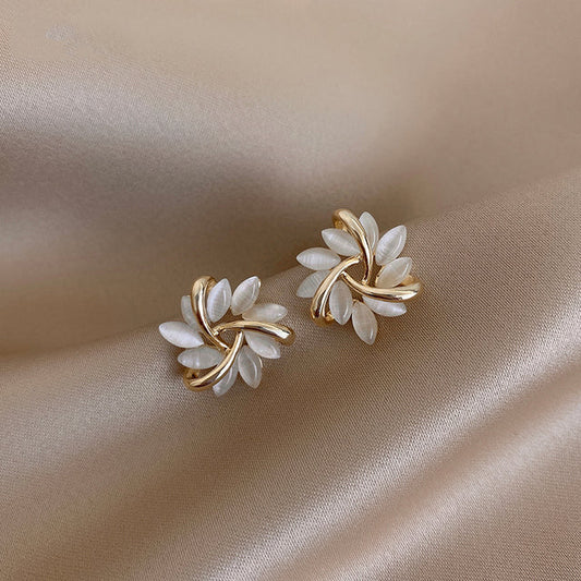Elegant and Stunning Opal Petal Circle Stud Earrings