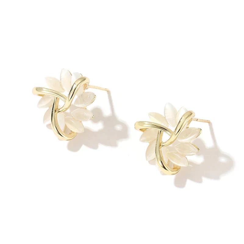Elegant and Stunning Opal Petal Circle Stud Earrings