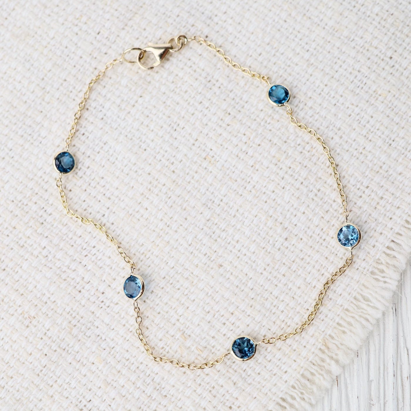 Blue Topaz 5 Station Bracelet