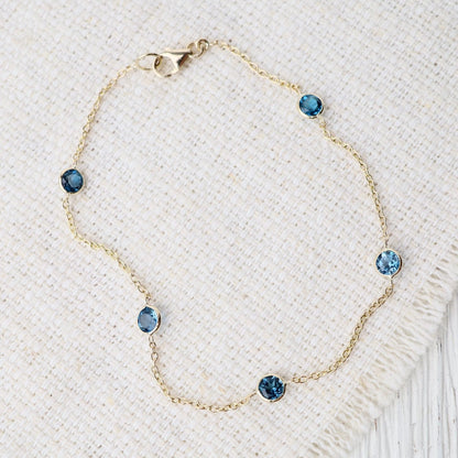 Blue Topaz 5 Station Bracelet
