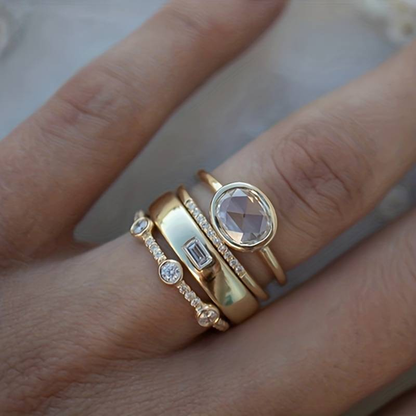 Vintage Gold and Zircon Ring Set