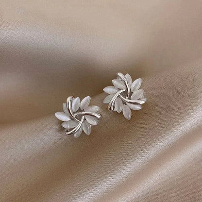 Elegant and Stunning Opal Petal Circle Stud Earrings