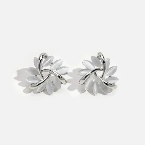 Elegant and Stunning Opal Petal Circle Stud Earrings