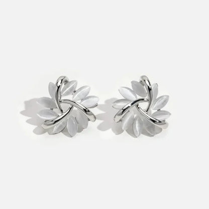 Elegant and Stunning Opal Petal Circle Stud Earrings